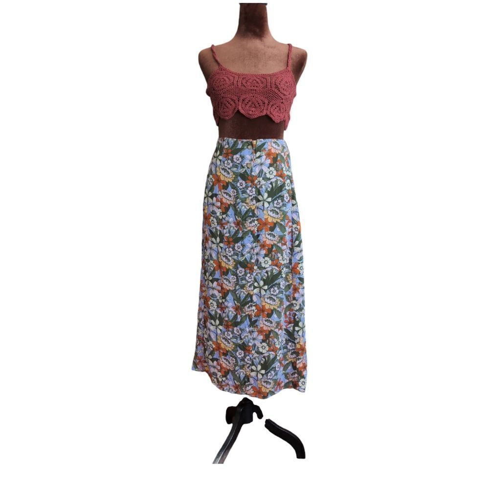 Urban Outfitters Lavender Floral Button Down Skirt Size M